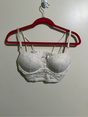 PINK Victoria's Secret Lace Longline Bralette - Cream